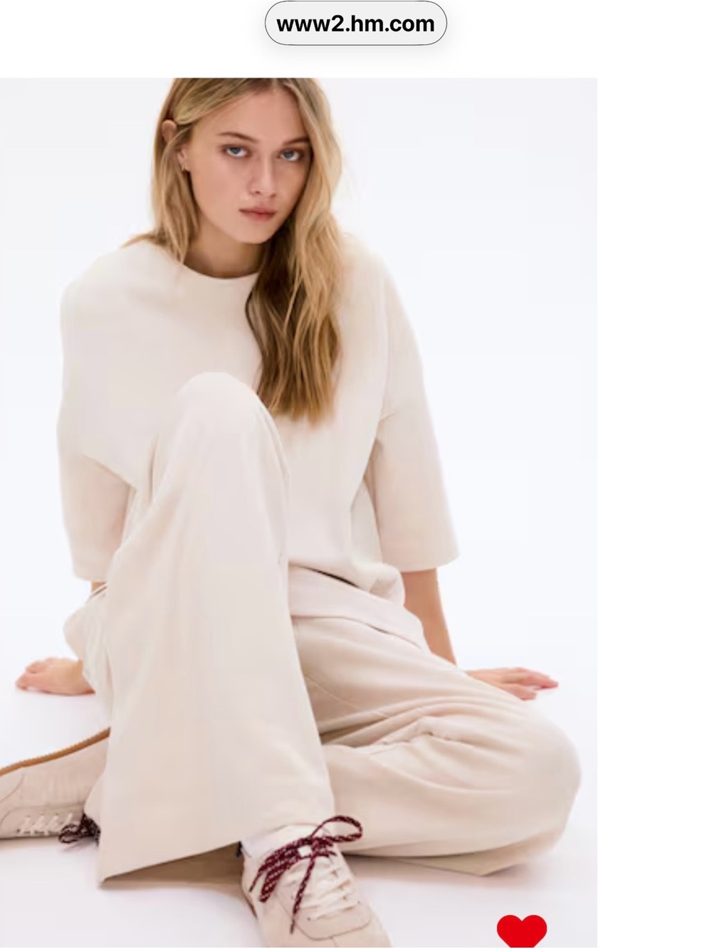 H&M Cream Wide-Leg Pants with Relaxed Silhouette